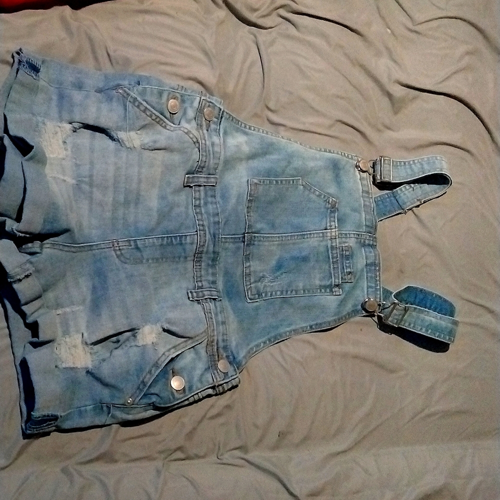 Denim overall shorts p